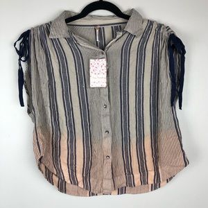 Free People Ombré button down short sleeve shirt